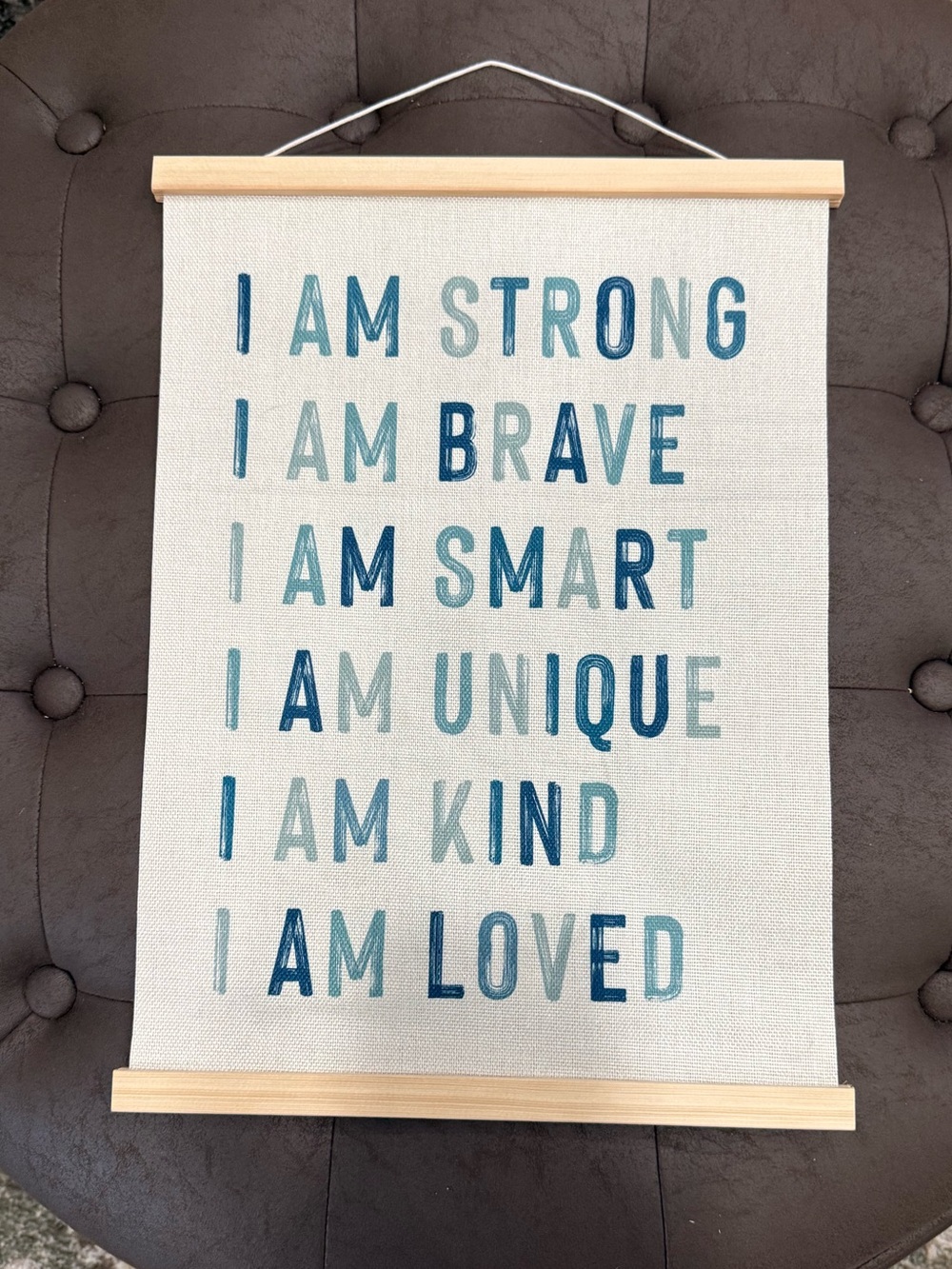 Inspirational 'I Am' Blue Wall Hanging - Motivational Home Decor